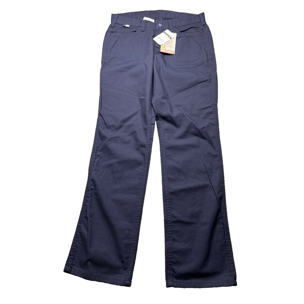 Carhartt Womens FR Rugged Flex Canvas Pants Size 10 Regular Navy Blue 102689-410